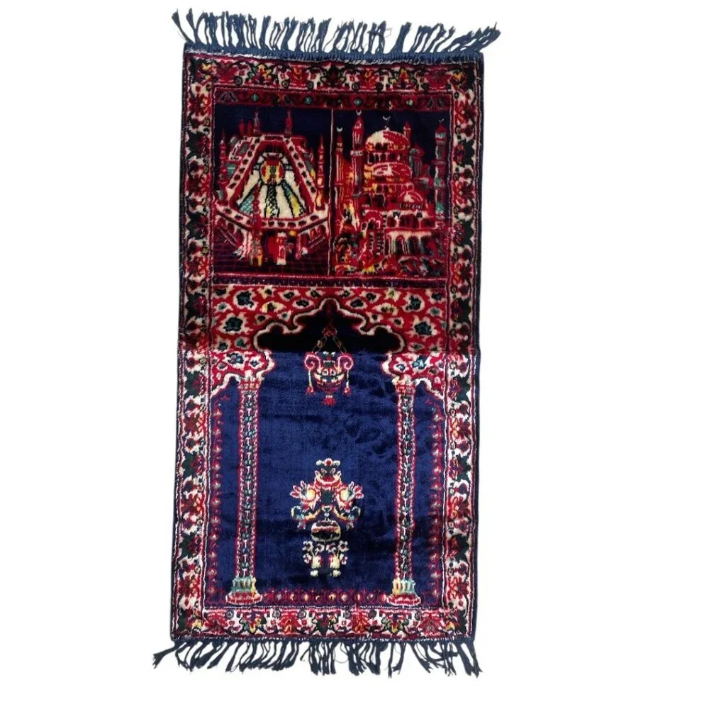 Arabian Muslim Islamic Temple Mosque Vintage Swan Velveteen Prayer Rug Tapestry - Picture 1 of 6